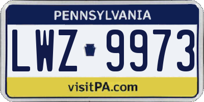 PA license plate LWZ9973