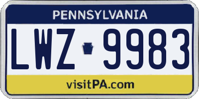 PA license plate LWZ9983