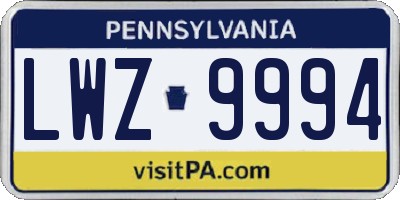 PA license plate LWZ9994