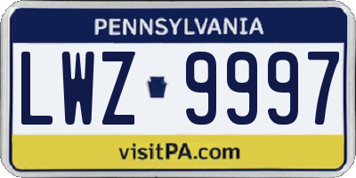 PA license plate LWZ9997