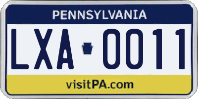 PA license plate LXA0011