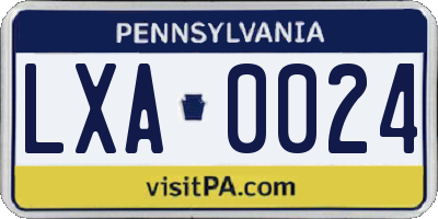 PA license plate LXA0024