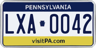 PA license plate LXA0042