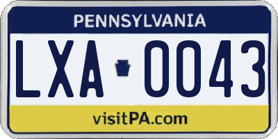 PA license plate LXA0043