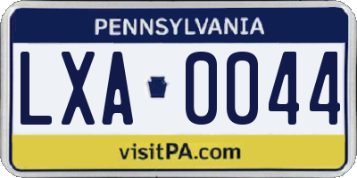 PA license plate LXA0044
