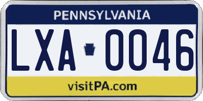 PA license plate LXA0046