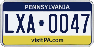 PA license plate LXA0047