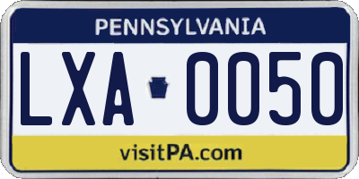 PA license plate LXA0050