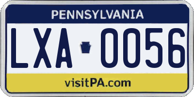 PA license plate LXA0056