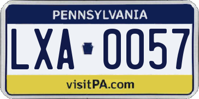 PA license plate LXA0057