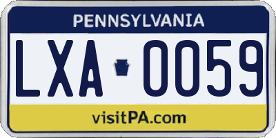 PA license plate LXA0059