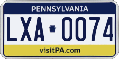 PA license plate LXA0074