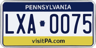 PA license plate LXA0075