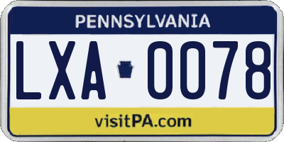 PA license plate LXA0078