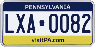 PA license plate LXA0082