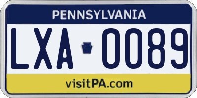 PA license plate LXA0089