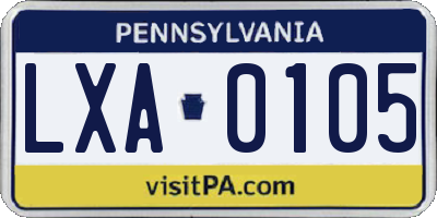 PA license plate LXA0105