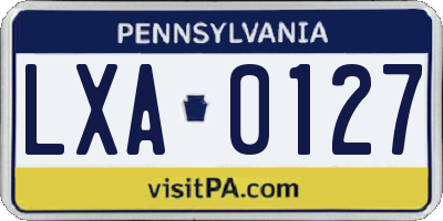 PA license plate LXA0127