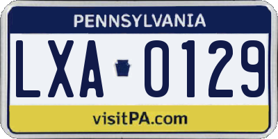 PA license plate LXA0129