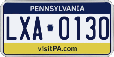 PA license plate LXA0130