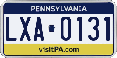 PA license plate LXA0131
