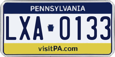 PA license plate LXA0133