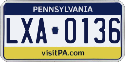 PA license plate LXA0136
