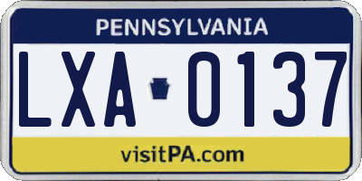 PA license plate LXA0137