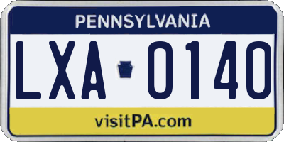 PA license plate LXA0140