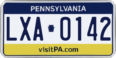 PA license plate LXA0142