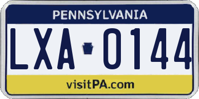 PA license plate LXA0144