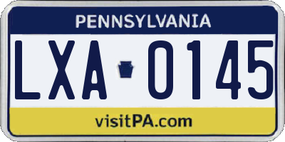 PA license plate LXA0145