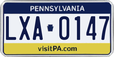 PA license plate LXA0147