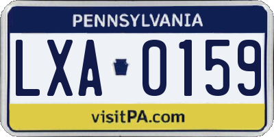 PA license plate LXA0159