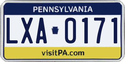 PA license plate LXA0171