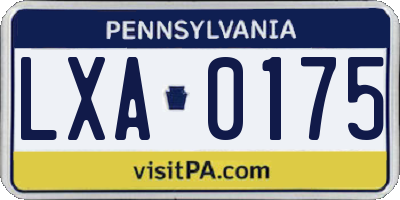 PA license plate LXA0175