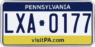 PA license plate LXA0177