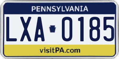 PA license plate LXA0185