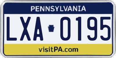 PA license plate LXA0195