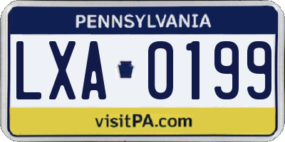 PA license plate LXA0199