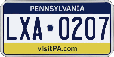 PA license plate LXA0207