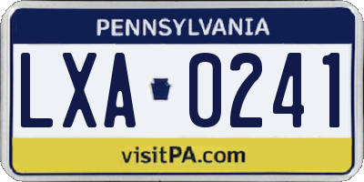 PA license plate LXA0241