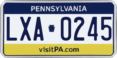 PA license plate LXA0245