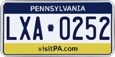PA license plate LXA0252