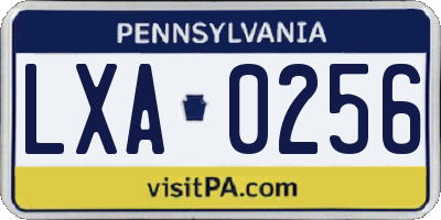 PA license plate LXA0256