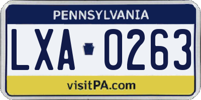 PA license plate LXA0263