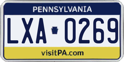 PA license plate LXA0269