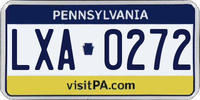 PA license plate LXA0272