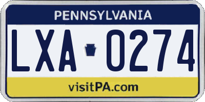 PA license plate LXA0274