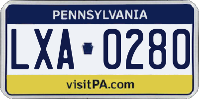 PA license plate LXA0280